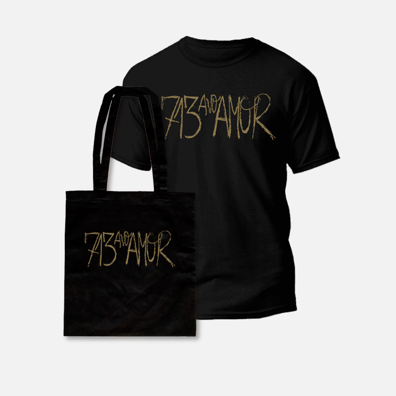713avo AMOR. Logo oro. Totebag + T-shirt (BUNDLE)