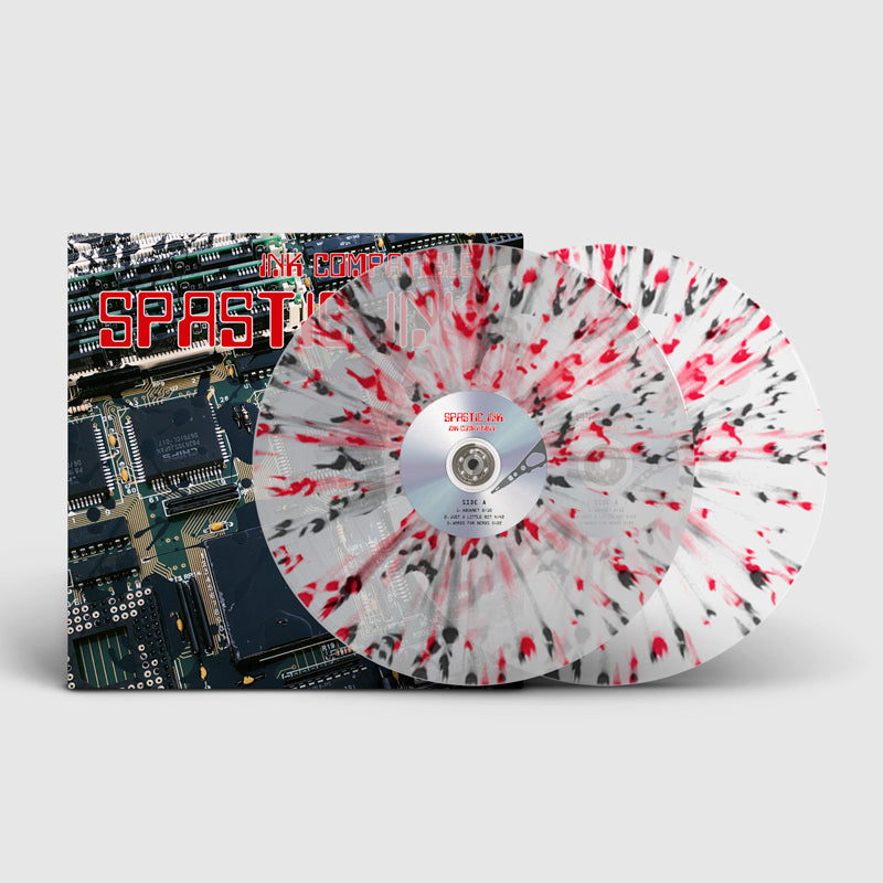 SPASTIC INK. Ink Compatible 2LP (Clear w/ Black & Red Splatter)
